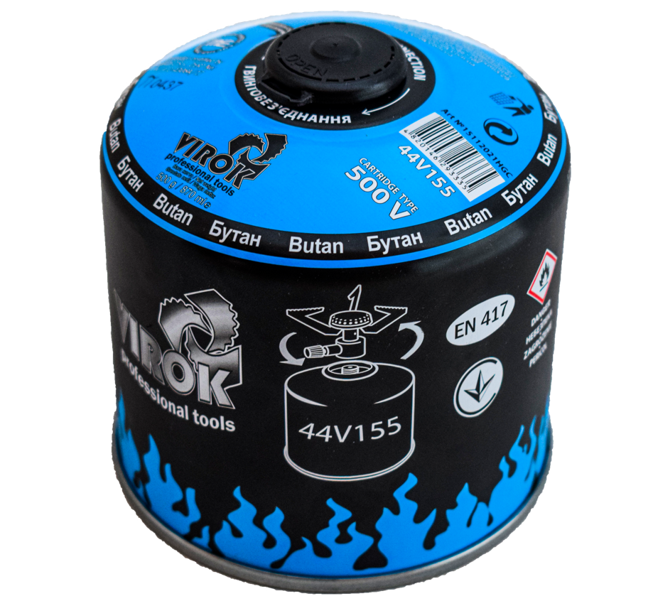 Балон газовий 1-разовий VIROK з різьбою 500g/870ml. для плит