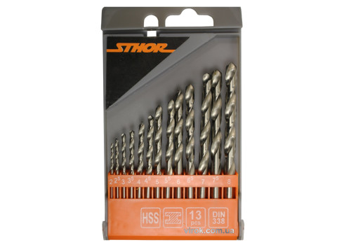 Набір свердл по металу STHOR HSS 2-8 мм 13 шт