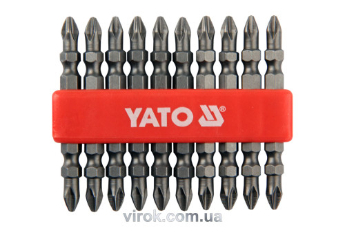 Насадка викруткова двостороння YATO 1/4" хрестова РН2 х 65 мм 10 шт