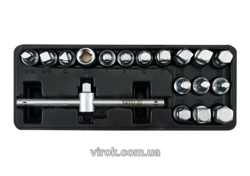 Набір ключів для зливної пробки YATO 3/8" 10 мм 18 шт