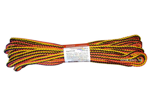 Мотузка господарська "Веселка" TM VIROK, 5мм Х 10 м, р/н=65кгс, поліпропіленова, з серцевиною
