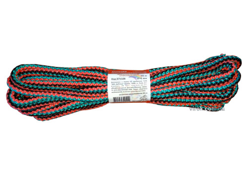 Мотузка господарська "Веселка" TM VIROK, 6мм Х 10 м, р/н=90кгс, поліпропіленова, з серцевиною