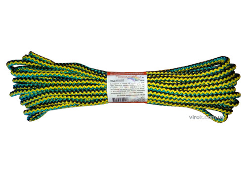 Мотузка господарська "Веселка" TM VIROK, 7мм Х 10 м, р/н=100кгс, поліпропіленова, з серцевиною