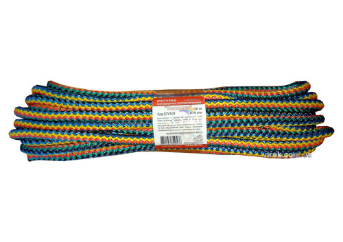 Мотузка господарська "Веселка" TM VIROK, 9мм Х 10 м, р/н=200кгс, поліпропіленова, з серцевиною