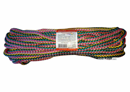 Мотузка господарська "Веселка" TM VIROK, 8мм Х 20 м, р/н=160кгс, поліпропіленова, з серцевиною