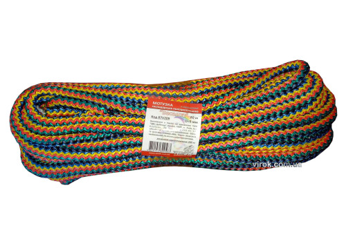 Мотузка господарська "Веселка" TM VIROK, 9мм Х 20 м, р/н=200кгс, поліпропіленова, з серцевиною
