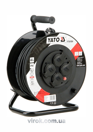 Подовжувач електричний на котушці YATO 40 м 1.5 мм² 4 гнізда 3-жильний