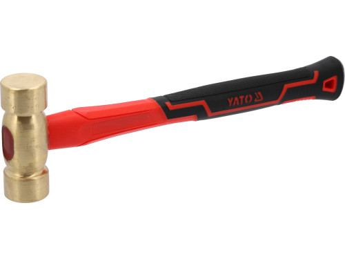 Молоток з латунним обухом YATO m= 1000 г, скловолокниста ручка