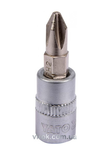 Головка торцева з насадкою викрутковою PHILLIPS YATO 1/4" PH2 x 37 мм