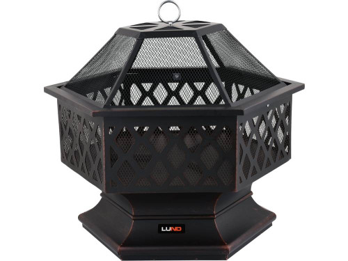 Кошик для вогнища сталевий декоративний LUND 70х 60х 63 см, з решітчатою кришкою [1]