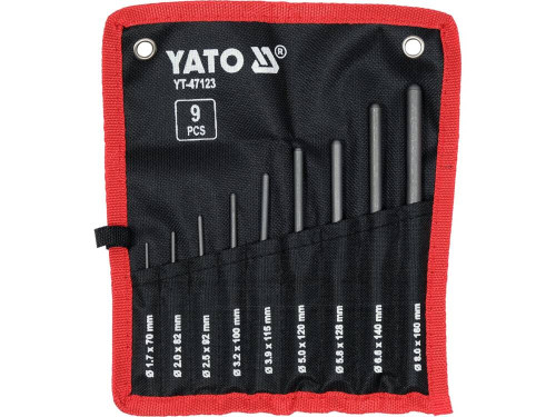 Пробійники з кульовими наконечниками YATO: Ø= 1,7- 2 мм, l= 70- 160 мм, компл. 9 шт [6/36]