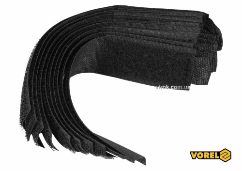 Хомут-липучка для кабеля VOREL 25 x 150 мм нейлон + поліестер + поліуретан 10 шт