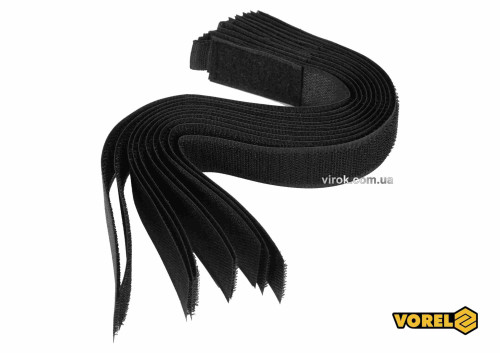 Хомут-липучка для кабеля VOREL 25 x 300 мм нейлон + поліестер + поліуретан 10 шт