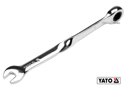 Ключ ріжково-накидний з тріщаткою кручений 90° YATO 8 x 153 мм HRC 40-45 Cr-V