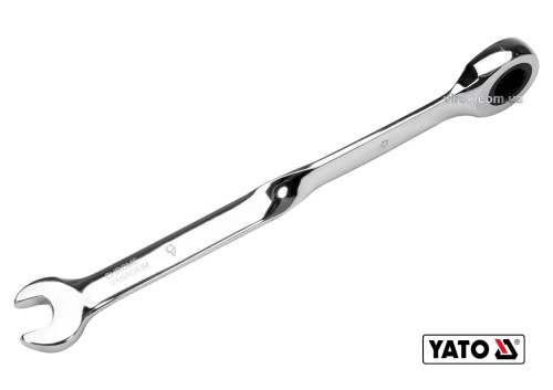 Ключ ріжково-накидний з тріщаткою кручений 90° YATO 9 x 160 мм HRC 40-45 Cr-V