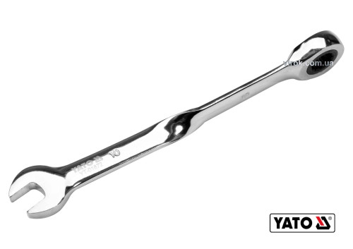 Ключ ріжково-накидний з тріщаткою кручений 90° YATO 10 x 167 мм HRC 40-45 Cr-V
