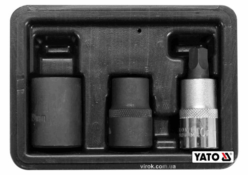 Головки 5-гранні для гальмівної системи авто YATO 1/2" 10/14/19 мм 3 шт