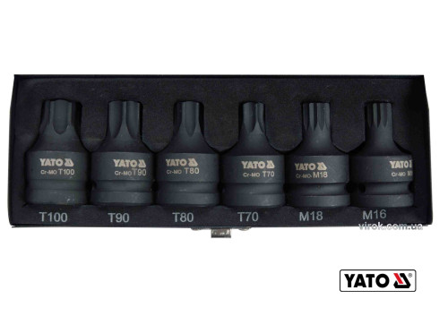 Набір насадок викруткових ударних TORX і SPLINE YATO 3/4" T70-100 M16 M18 6 шт