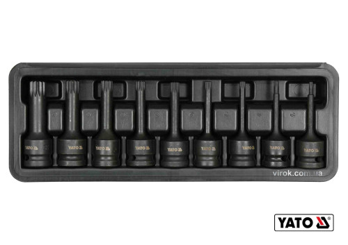 Набір насадок викруткових ударних SPLINE YATO 1/2" M4-M16 CrMo 9 шт + кейс