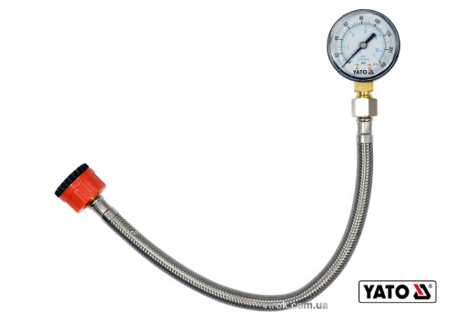 Манометр для вимірювання тиску води YATO 3/4" 1/2" шланг- 30 см 1.1 Мпа