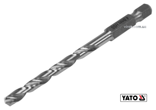 Свердло по металу YATO 4.8 x 86/52 мм HEX-1/4" HSS 6542 для нержавіючої конструктивної легованої сталі