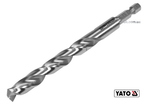 Свердло по металу YATO 10 x 133/87 мм HEX-1/4" HSS 6542 для нержавіючої конструктивної легованої сталі