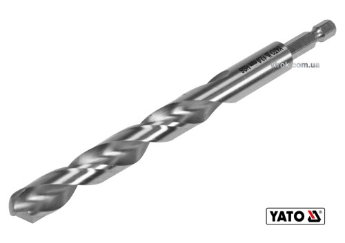 Свердло по металу YATO 12 x 151/101 мм HEX-1/4" HSS 6542 для нержавіючої конструктивної легованої сталі