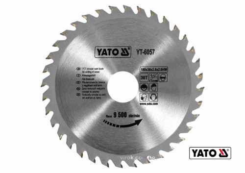 Диск пиляльний по дереву YATO 160 х 30 х 2.8 х 2 мм 36 зубців R.P.M до 9500 1/хв