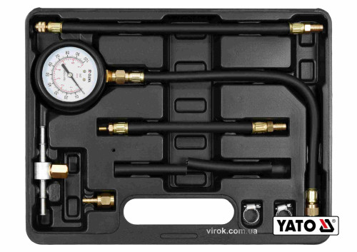 Компресометр вприску палива у двигун авто YATO 0-0.7 МПа 9 шт + кейс