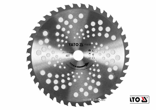 Ніж дисковий до газонокосарок YT-85001/YT-85003 YATO Ø255 x 25.4 мм 40 зубів