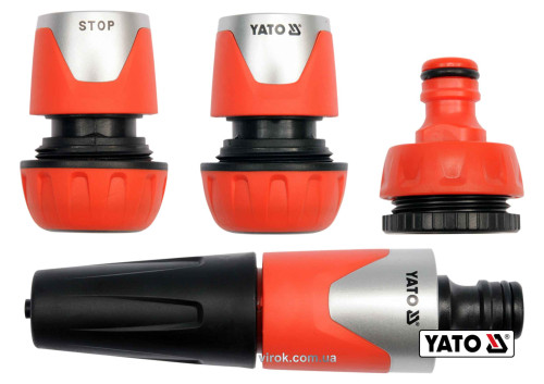 Зрошувач прямий YATO з набором з'єднань 1/2", 3/4", 1", ABS-пластик, 4 шт
