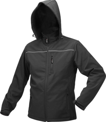 Куртка робоча SOFTSHELL з прикріпн капюшоном YATO розм S, чорна, 3 кишені, 96% поліест і 4% спандекс