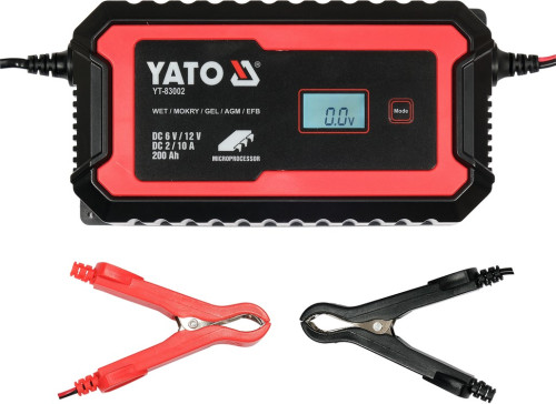 Зарядний прилад мережевий з LCD дисплеєм 230В YATO до акумуляторів 6V-2А 12V-10А, макс. 240AГод