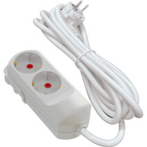 Подовжувач мережевий VIROK: l= 5 м, з 2 гніздами із заземленням