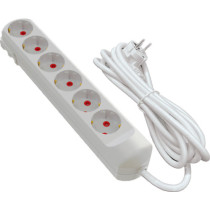 Подовжувач мережевий VIROK: l= 3 м, з 6 гніздами із заземленням