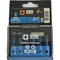 Набір насадок викруткових Blueshock USH: 1/4", PZ2-3; T20-25-30-40, магнітний тримач, 7 елем.