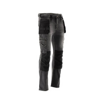 Штани робочі джинс стрейч YATO розмір L/XL 98-106 см, ріст- 180-188 см, сірі, 17 кише, 71% бав, 25