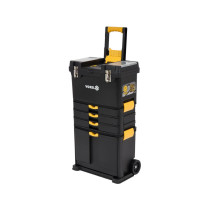 Ящик для інструментів на 2 колесах з ручкою пластиковий VOREL: 3 секції, 45х 28х 82/104 см