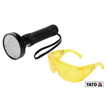Ліхтар ультрафіолетовий з окулярами для перевірки банкнот YATO 100 LED 6 x AA 395 нм