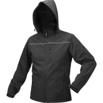 Куртка робоча SOFTSHELL з прикріп капюшоном YATO розм XXL, чорна, 3 кишені, 96% поліест і 4% спанде
