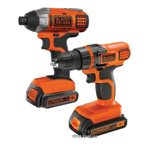 Шуруповерт і шуруповерт-дриль ударний акумуляторні Black+Decker Li-Ion 18 В + 2 акумулятора