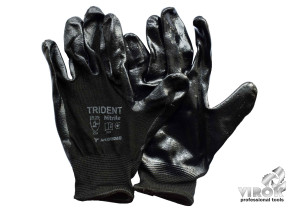 Рукавиці TRIDENT трикотажні поліестерові червоні 13 клас покриті нітрилом розмір 10