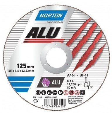 Диск відрізний по алюмінію  "NORTON-Alu" A46N; Ø= 230/22,2 мм, t= 1,9 мм