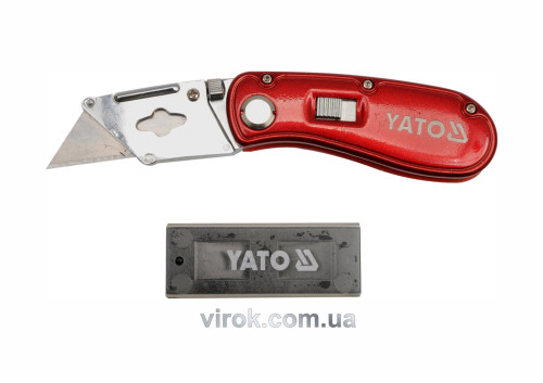 Нож складной YATO с трапециевидным лезвием 61 x 33 мм + 5 запасных лезвий