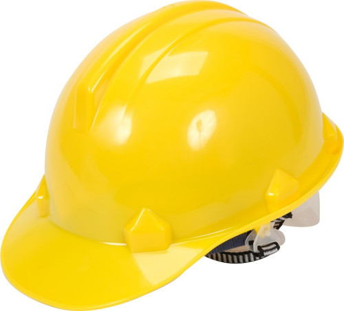 Каска для захисту голови VOREL жовта з матеріалу HDPE