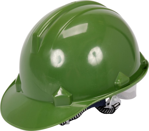 Каска для захисту голови VOREL зелена з матеріалу HDPE