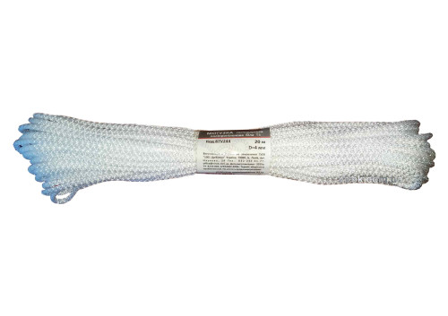 Мотузка господарська Тип 3 TM VIROK, 4мм Х 20 м, р/н=53кгсм, поліпропіленова, без серцевин, біла