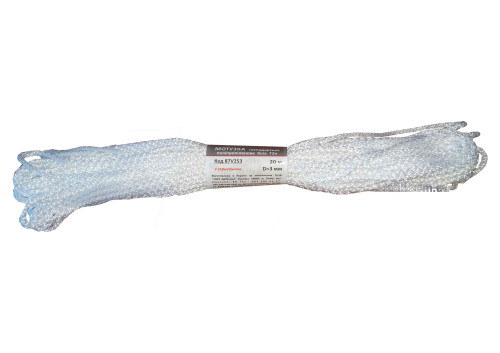Мотузка господарська Тип 2н TM VIROK, 3мм Х 20 м, р/н=50кгс, поліпропіленова, з серцевиною, біла