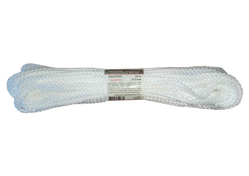 Мотузка господарська Тип 10 TM VIROK, 5мм Х 20 м, р/н=93кгс, поліпропіленова, з серцевиною, біла
