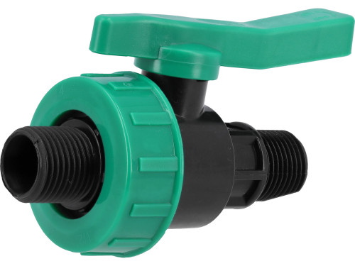 Кран кульовий до водяних пластикових труб  Ø= 1/2" Х 1/2" M/M-різьб FLO з поліпроп, для тиску 16Bar